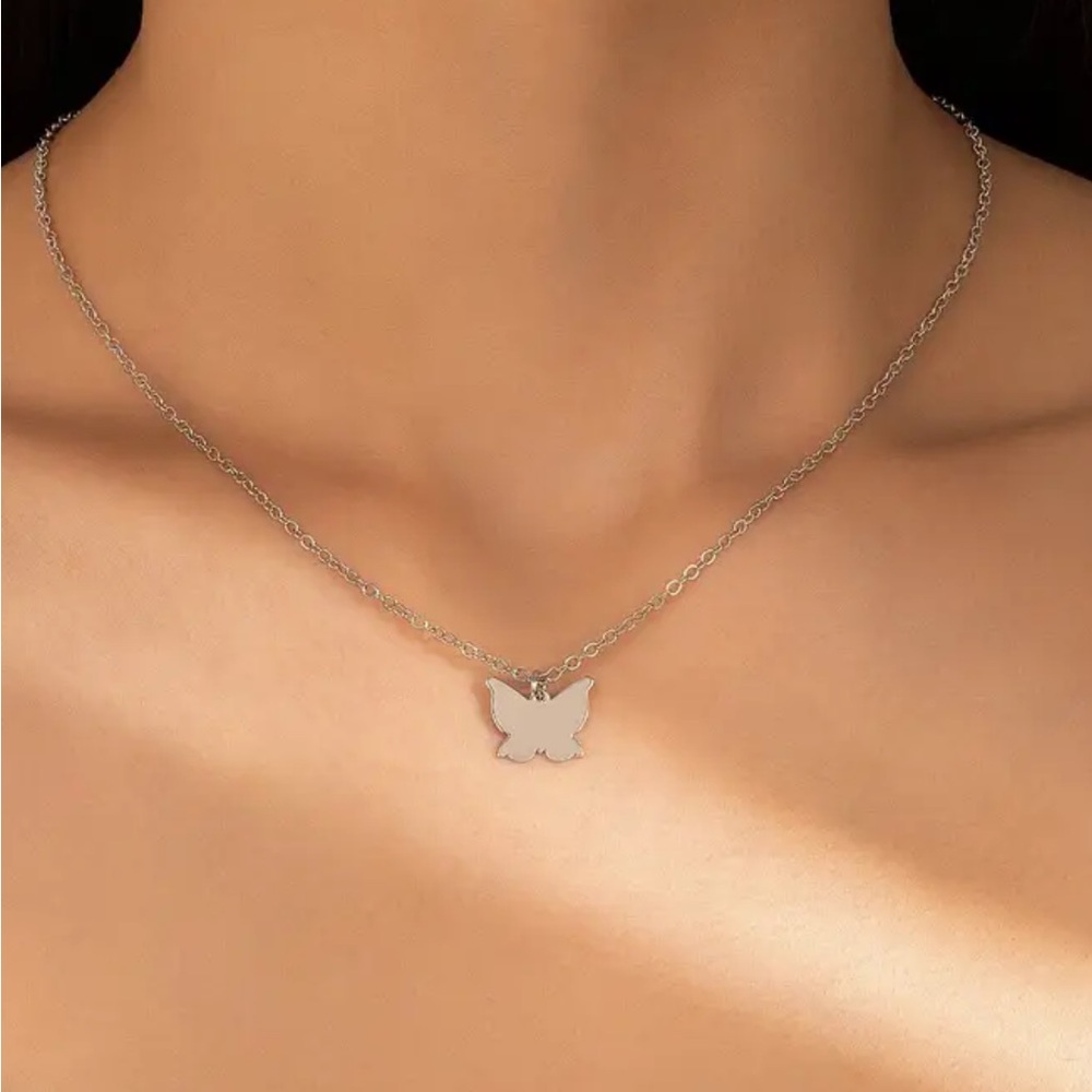 Sterling Silver Butterfly Pendant Necklace - Silver